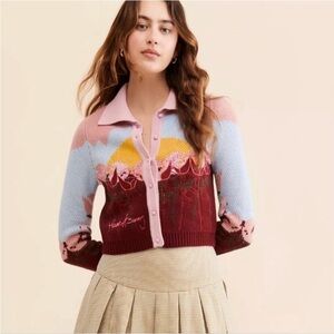 House of Sunny Garden of Eden Multi- Color Button Front Cardigan